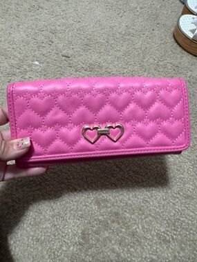 Juicy couture Pink Quilted Heart Clutch Wallet with Double Heart Accent